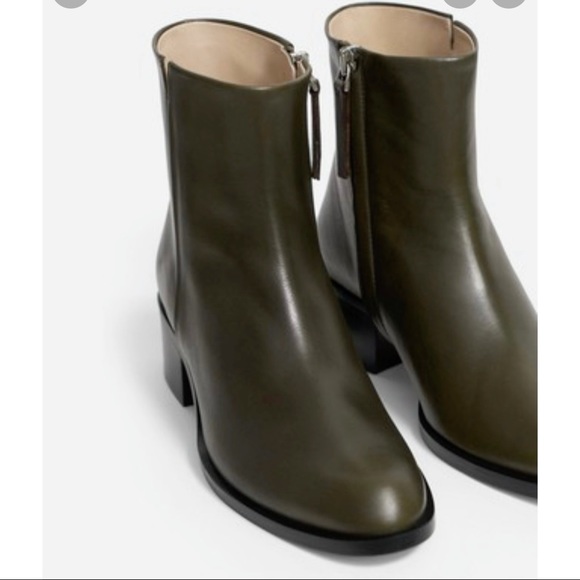 Theory Shoes - Theory NWT gloss slit boot in olive green